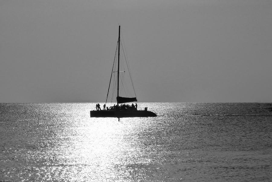 Black And White Photograph - Sundown Sail by Amar Sheow