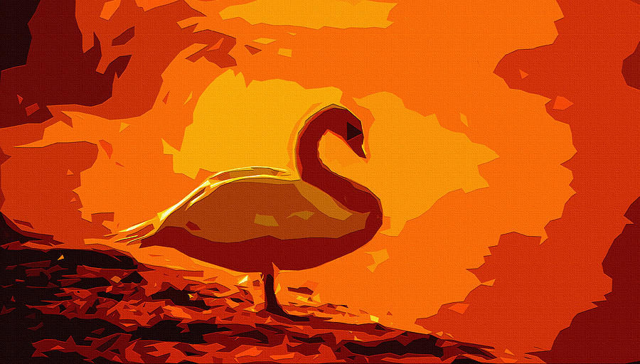 Sundown Swan Digital Art by Brian Stevens