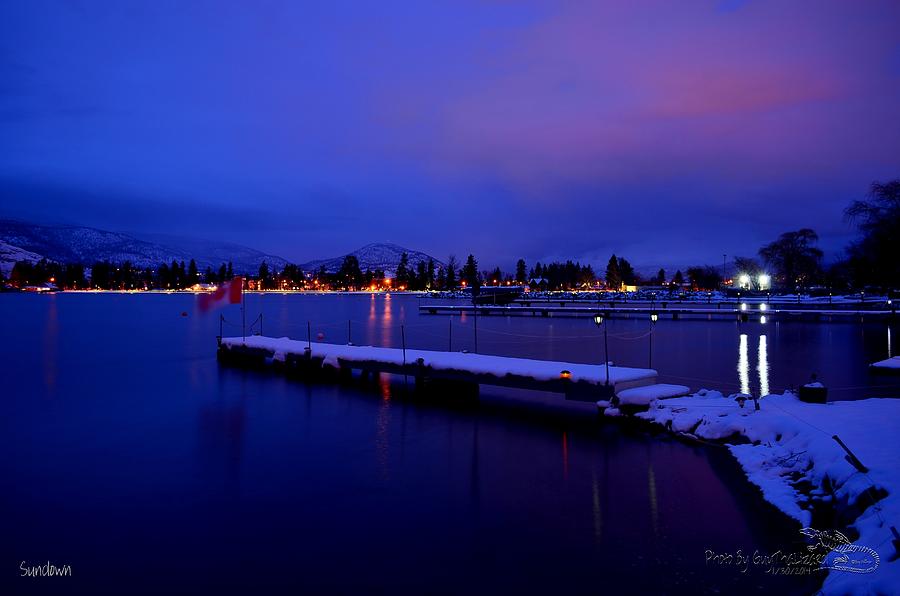 Sunset Photograph - Sundown - The Blue Hour at Skaha Lake by Guy Hoffman
