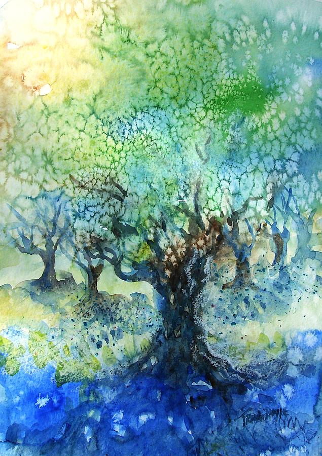 Sundrenched Olive Grove   Painting by Trudi Doyle