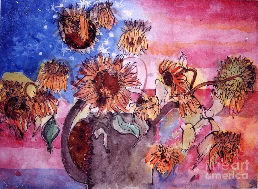 Flag Painting - Sunflower 3 by Judith Van Praag