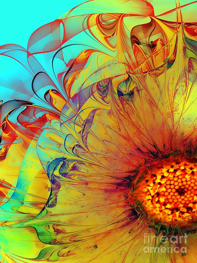 Sunflower Abstract Digital Art by Klara Acel