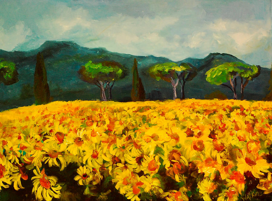 Sunflower afternoon Painting by Beth Watkins - Pixels