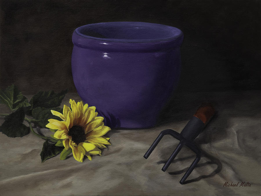 Sunflower And A Pot Painting