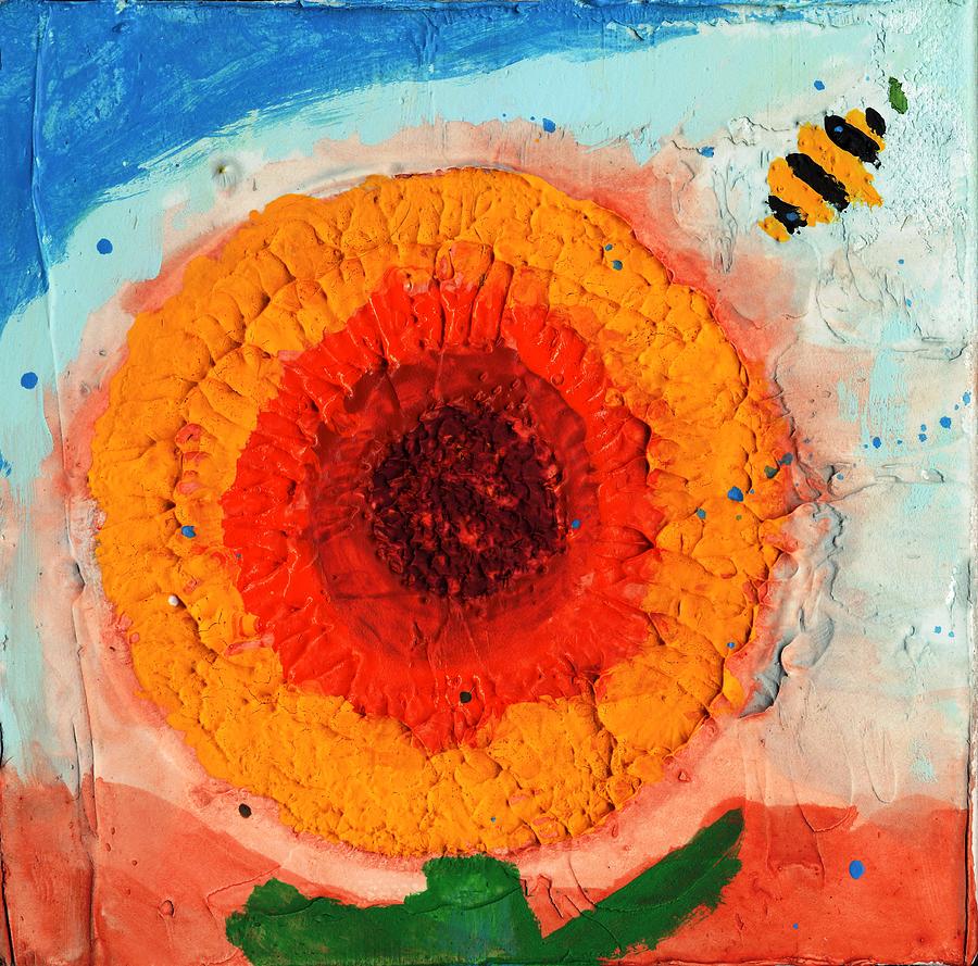 Sunflower and Bee Painting by Phil Strang