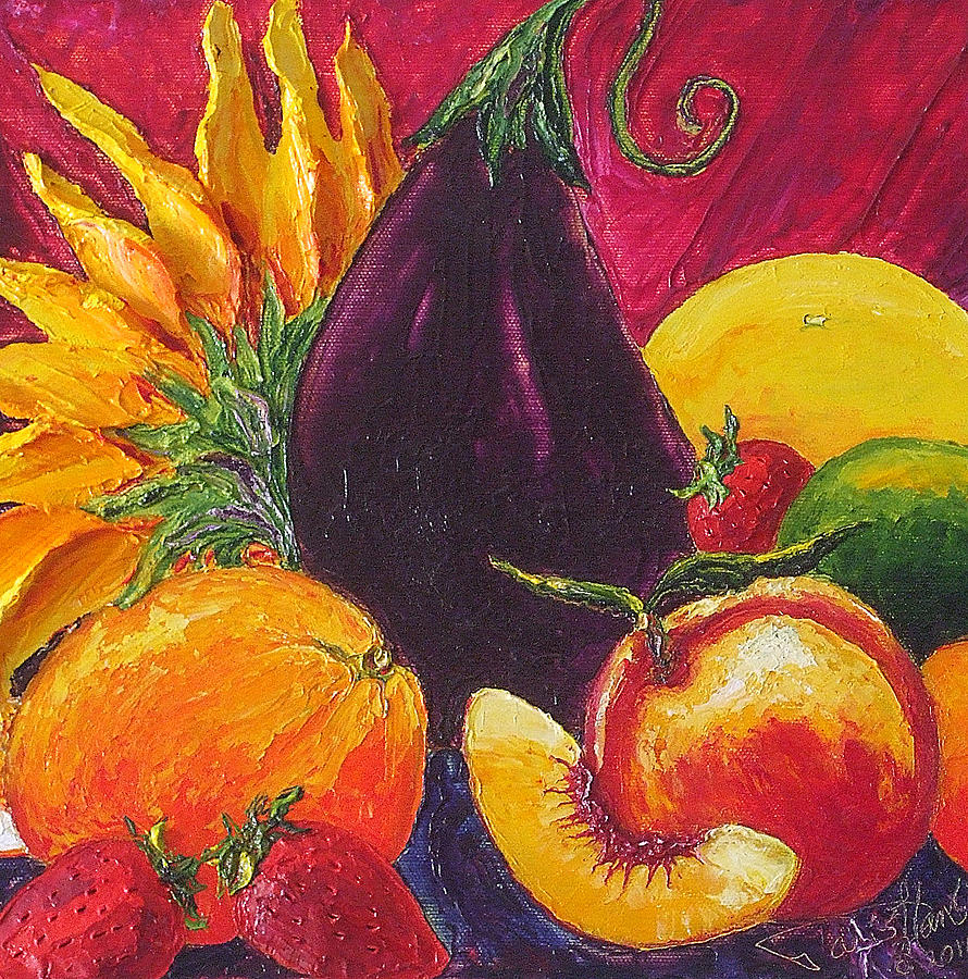 Sunflower and Fruit Painting by Paris Wyatt Llanso