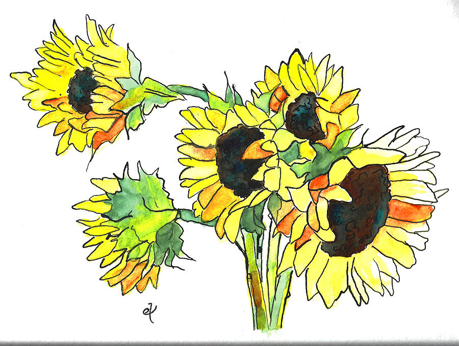 Sunflower Bouquet Painting by Ellen Frihart | Fine Art America