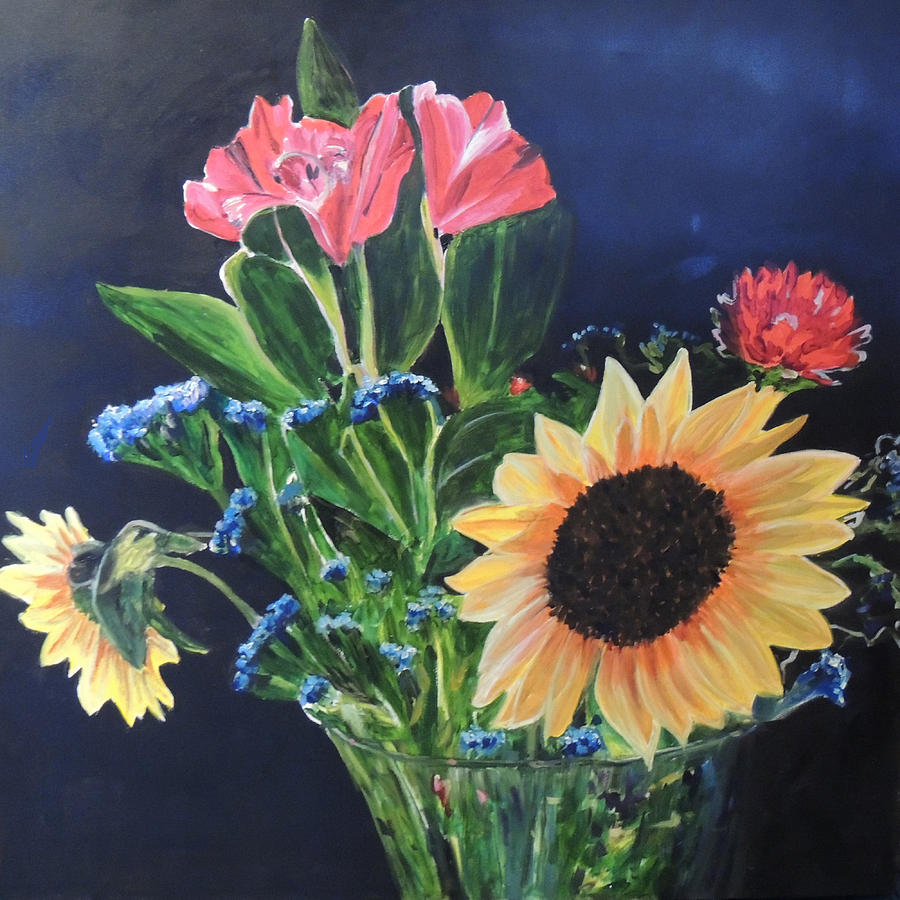 Sunflower Bouquet  Painting by Jgyoungmd Aka John G Young MD