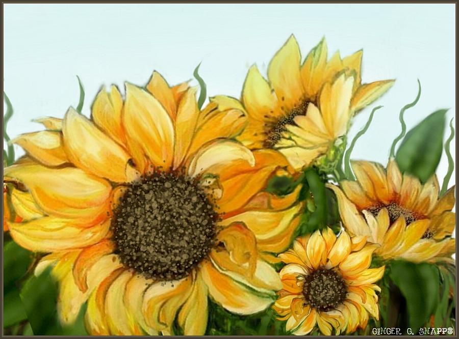 Sunflower Breeze Painting by Ginger Guillot - Fine Art America