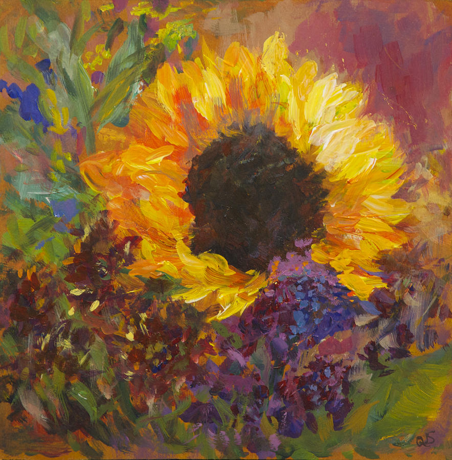 Sunflower Dance Original Painting Impressionist Painting by Quin Sweetman