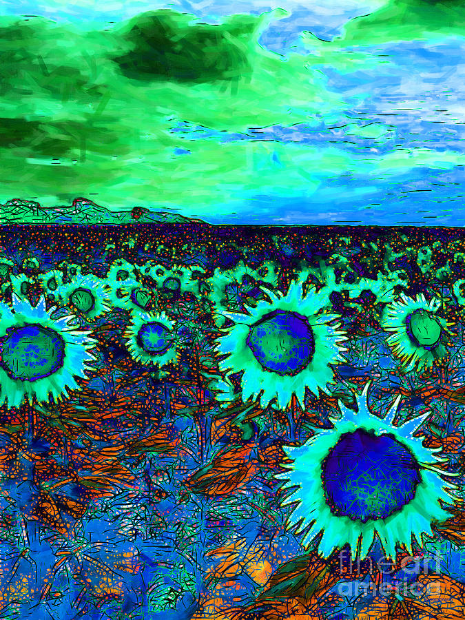 It Movie Photograph - Sunflower Field 20130730p150 vertical by Wingsdomain Art and Photography