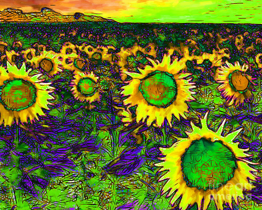 It Movie Photograph - Sunflower Field 20130730p35 horizontal by Wingsdomain Art and Photography