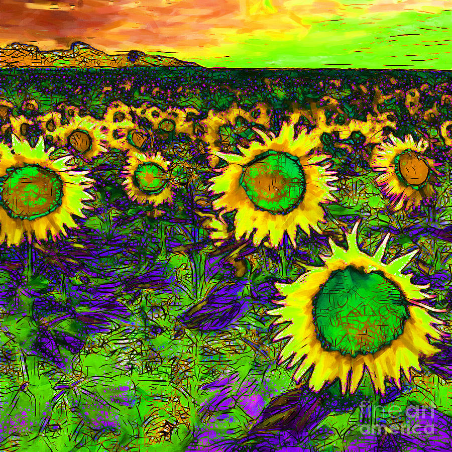 It Movie Photograph - Sunflower Field 20130730p35 square by Wingsdomain Art and Photography
