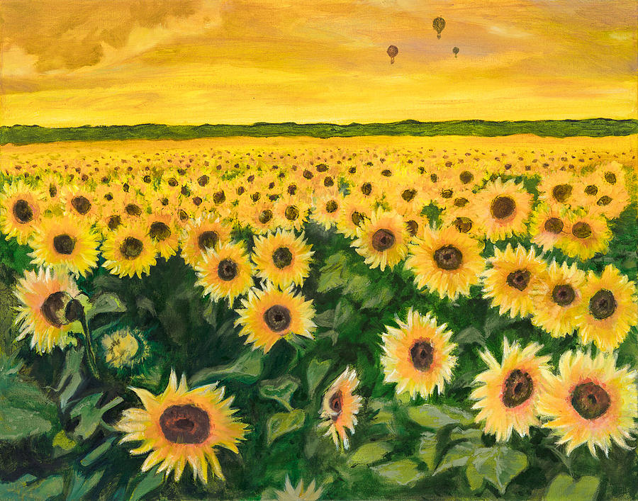 Sunflower Field Painting By Linda Keyes