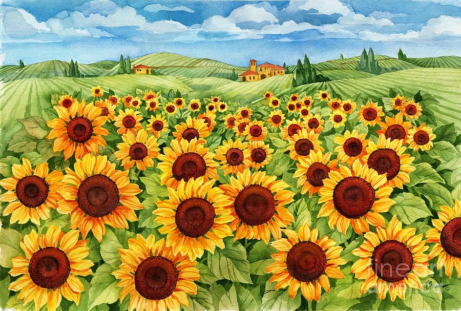 Sunflower Field Painting By Paul Brent