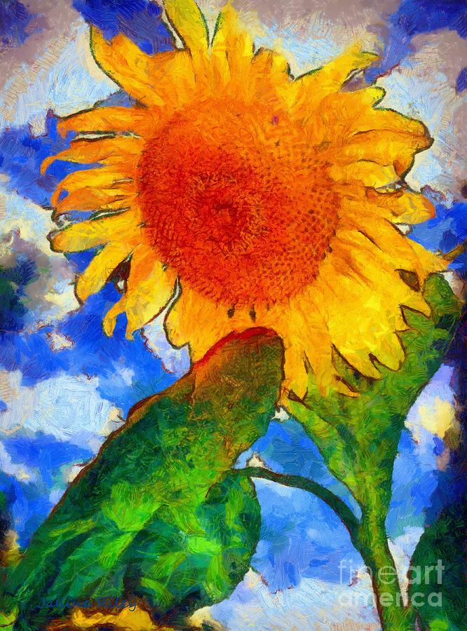 Sunflower - from heaven above Painting by Janine Riley