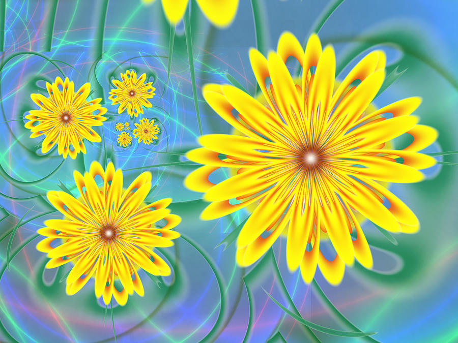 Flowers Still Life Digital Art - Sunflower Garden by Faye Giblin