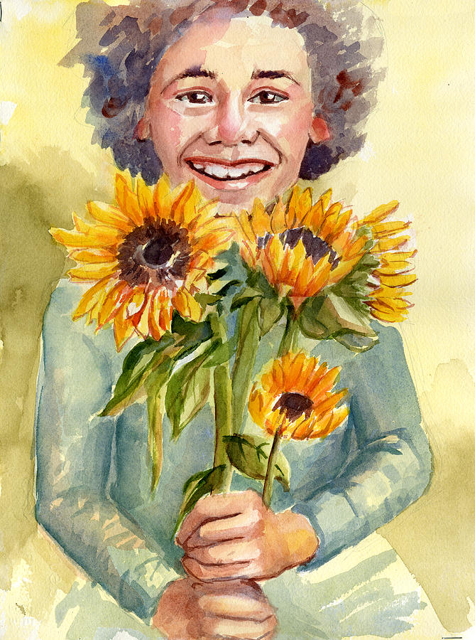 Happy Painting - Sunflower Girl by Gail Ishmael Happy Painting - Sunflower Girl by Gail Ishmael