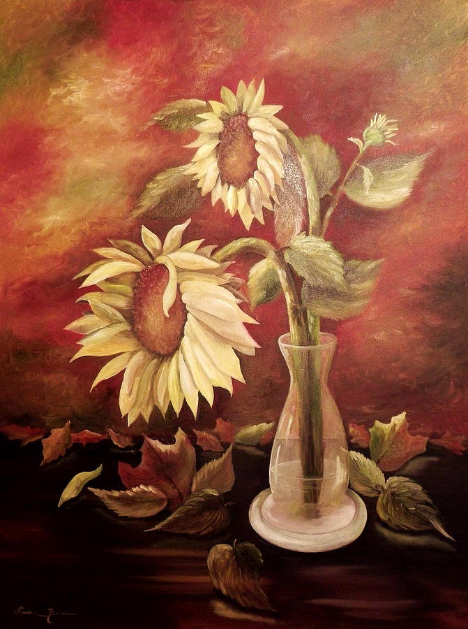 Vase Painting - Sunflower Glory by Laura Brown