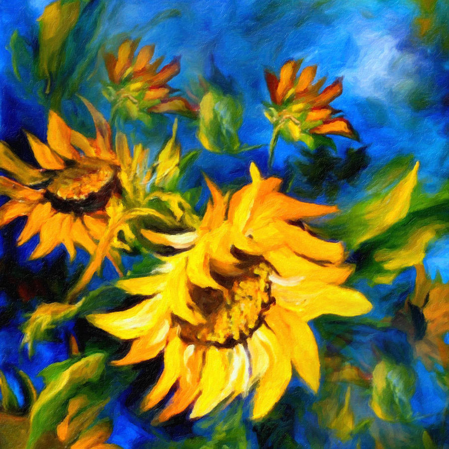 Impressionism Painting - Sunflower Glory by Georgiana Romanovna