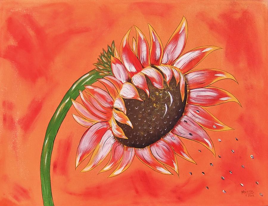 Sunflower In Fall Painting by Cindy Micklos