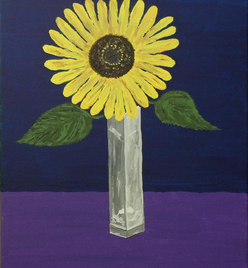 Still Life Painting - Sunflower in Square Vase by Daniel Nadeau