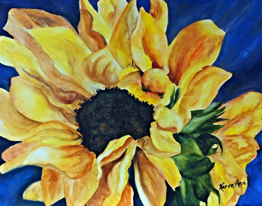 Sunflower in the Winds Painting by Karen Ann