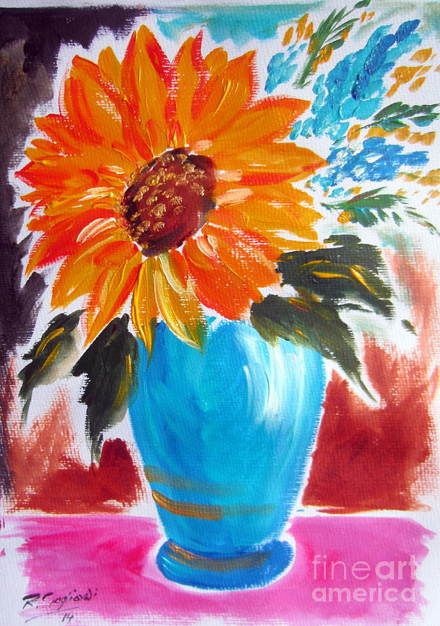 Sunflower in Vase Painting by Roberto Gagliardi
