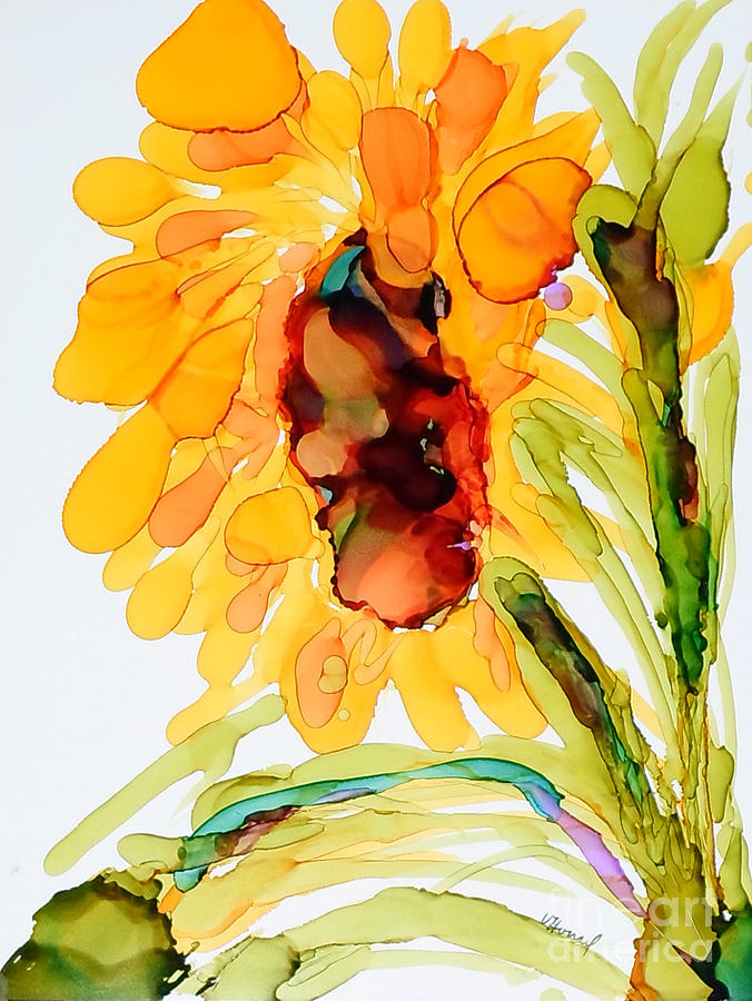 Sunflower Painting - Sunflower Left Face by Vicki  Housel
