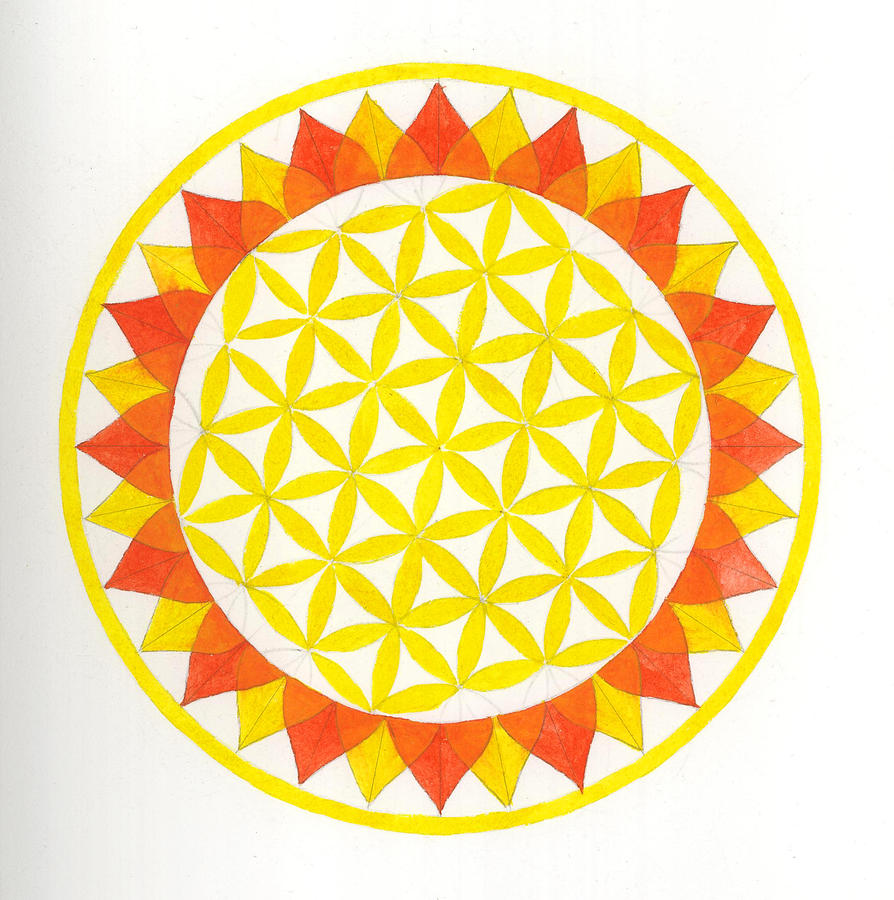 Mandala Painting - Sunflower mandala by Silvia Justo Fernandez