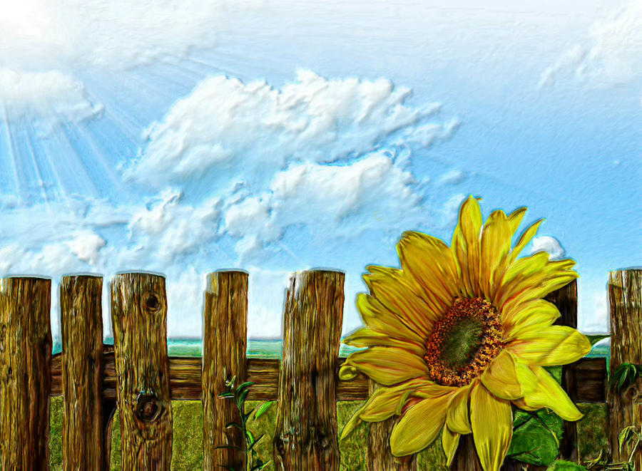 Sunflower Painting - Sunflower on a cool Autumn Day by Bruce Nutting