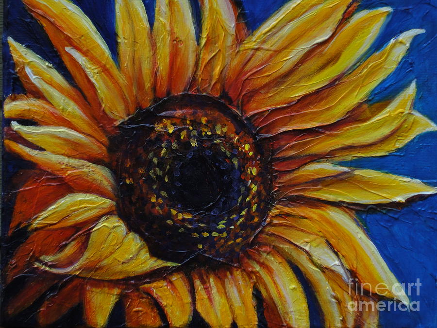 Sunflower on Blue Painting by Diane Speirs - Pixels