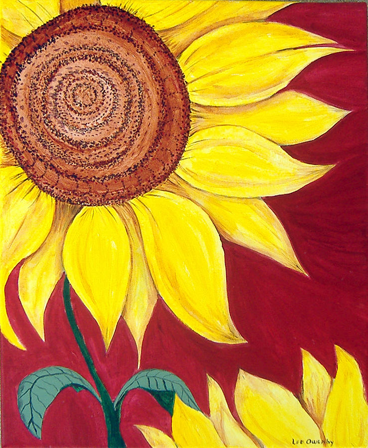 Sunflower on Red Painting by Lee Owenby
