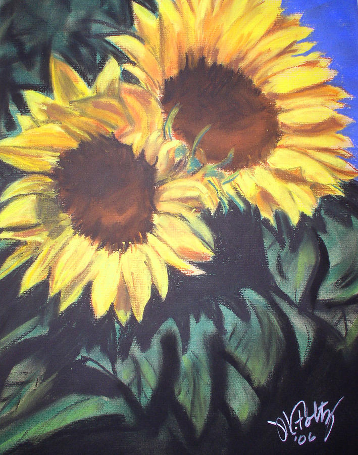 Sunflower Pair Painting by Michael Foltz