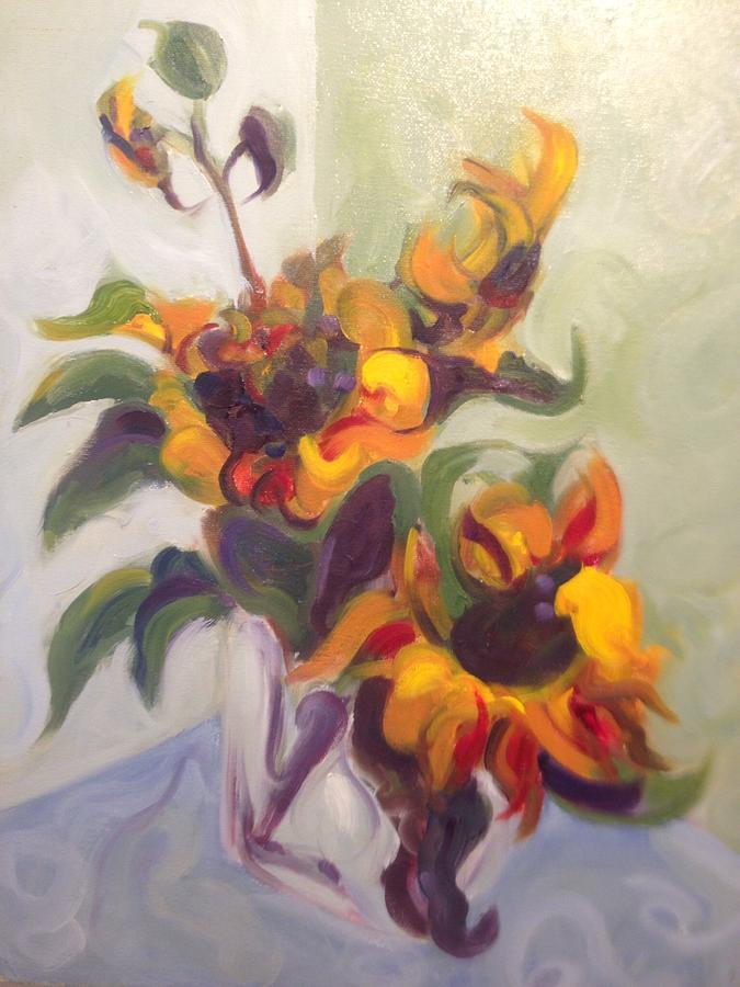 Sunflower Pirouette Painting by Karen Carmean