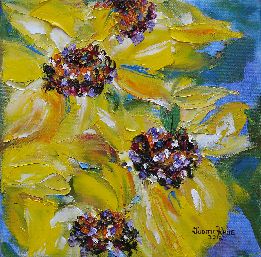 Sunflower Quartet Painting by Judith Rhue