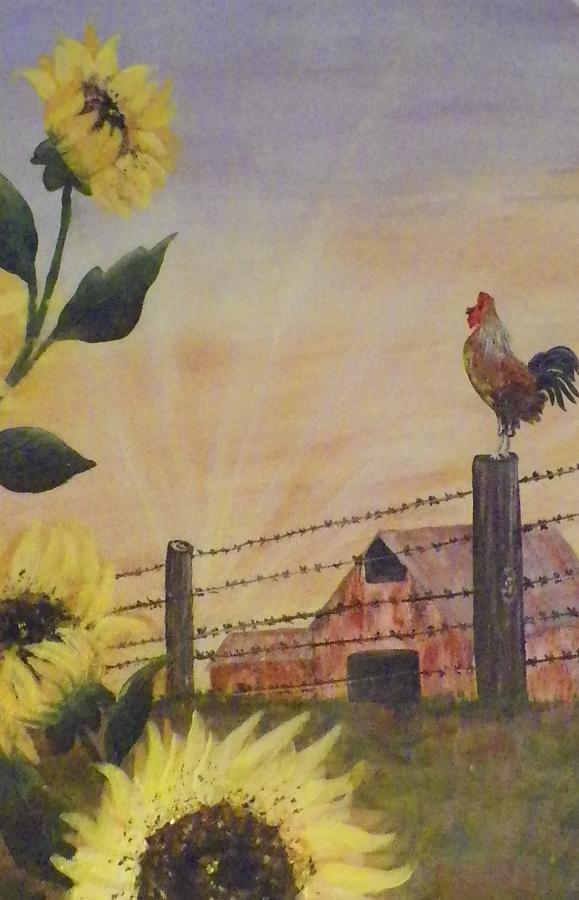 Sunflower Sunrise Painting by Teri Merrill