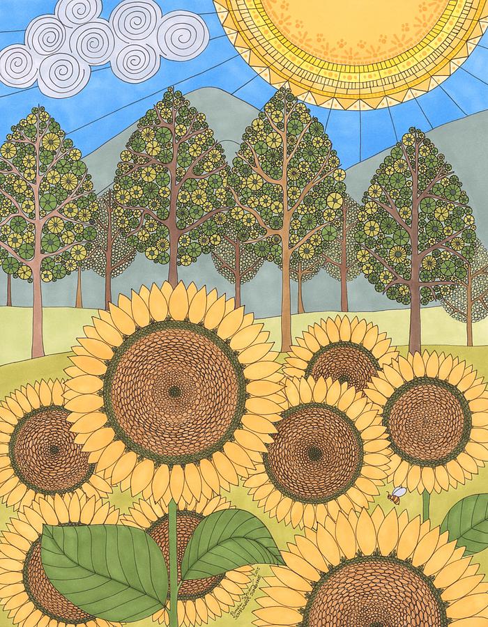 Sunflower Sunshine Drawing by Pamela Schiermeyer