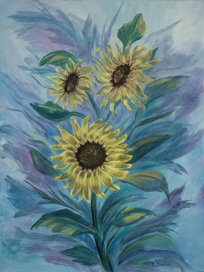 Sunflower Trio Painting By Darlene Sowles - Fine Art America