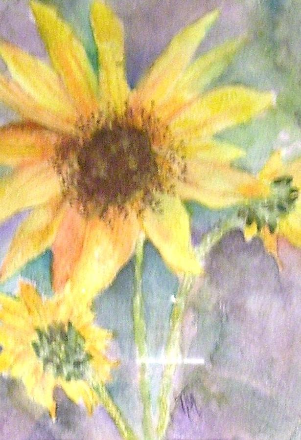 Sunflower Trio Painting by Teri Merrill