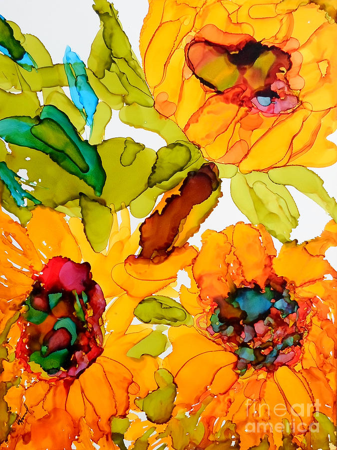 Sunflower Trio Painting by Vicki  Housel