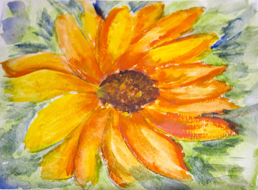 Sunflower Watercolor Painting by Cathy Anderson