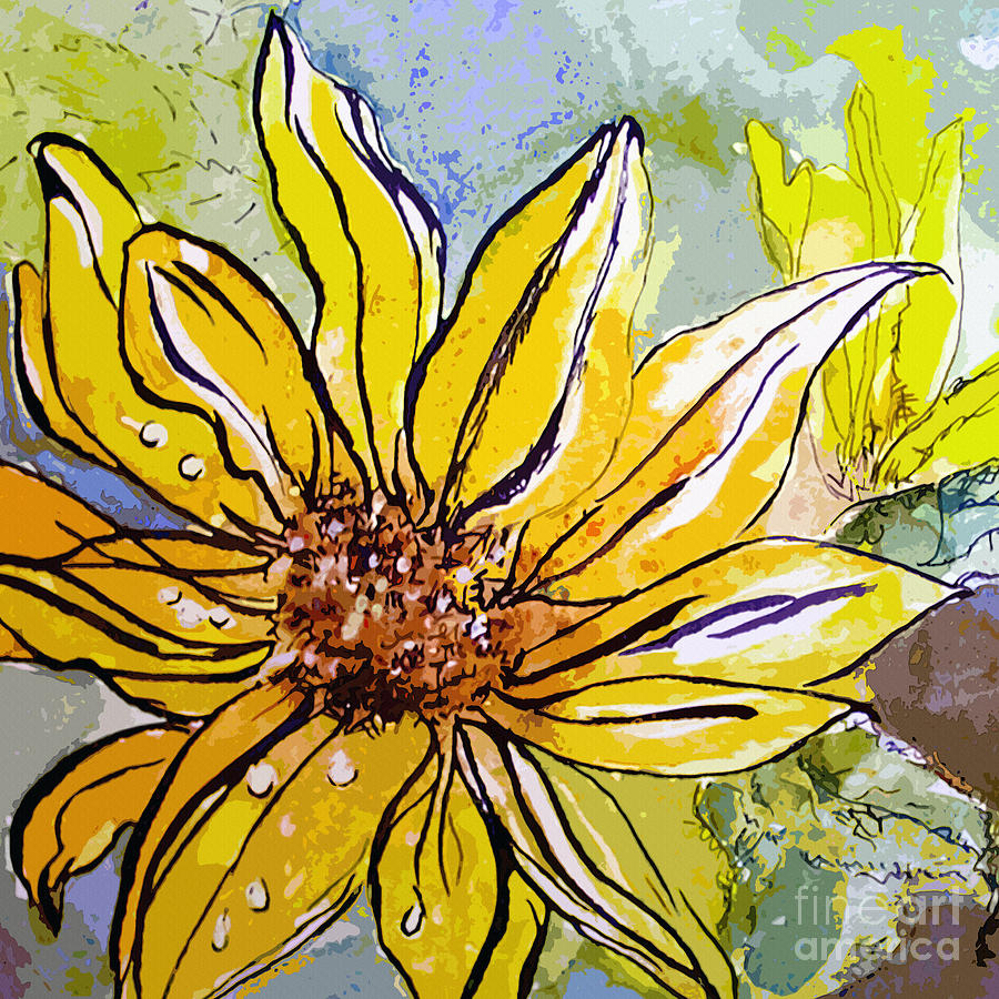Sunflower Yellow Ribbon Painting by Ginette Callaway