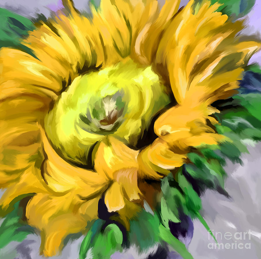 Sunflower Yellow Painting by Tim Gilliland