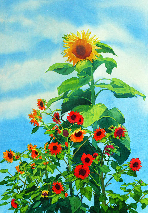 Flower Painting - Sunflowers 2014 by Mary Helmreich