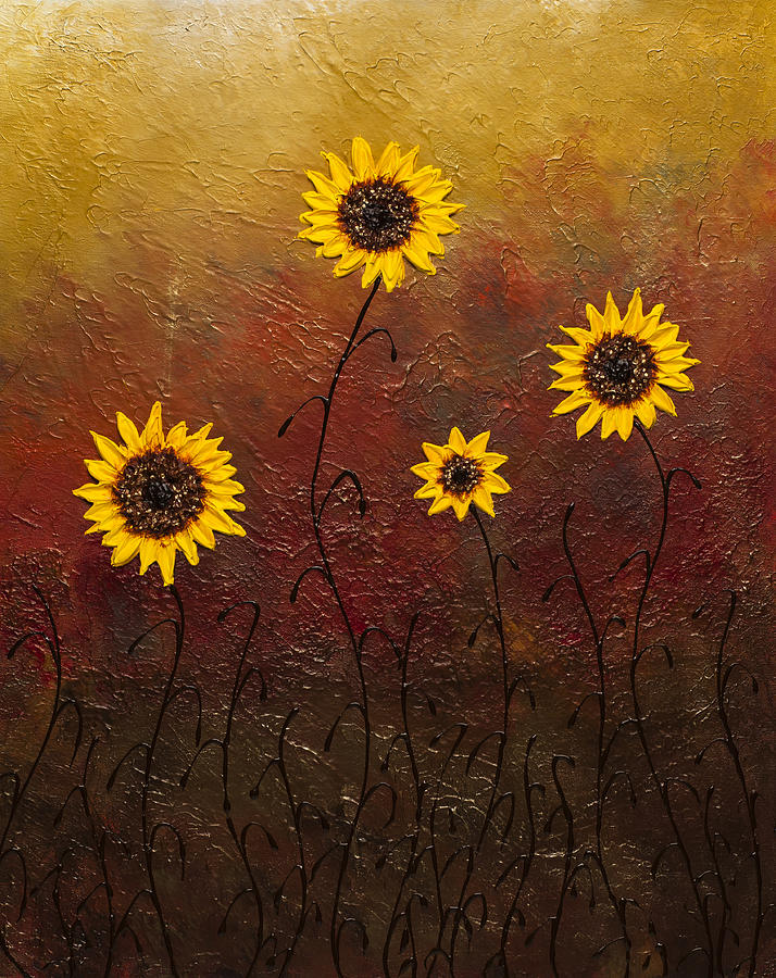 Sunflowers 3 Painting by Carmen Guedez