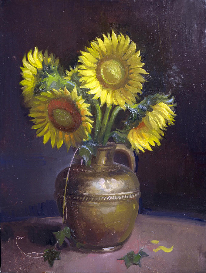 Vincent Van Gogh Painting - Sunflowers and Brass by Keith Gunderson