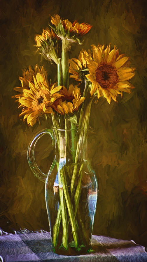Sunflowers and Vase Photograph by John Rivera