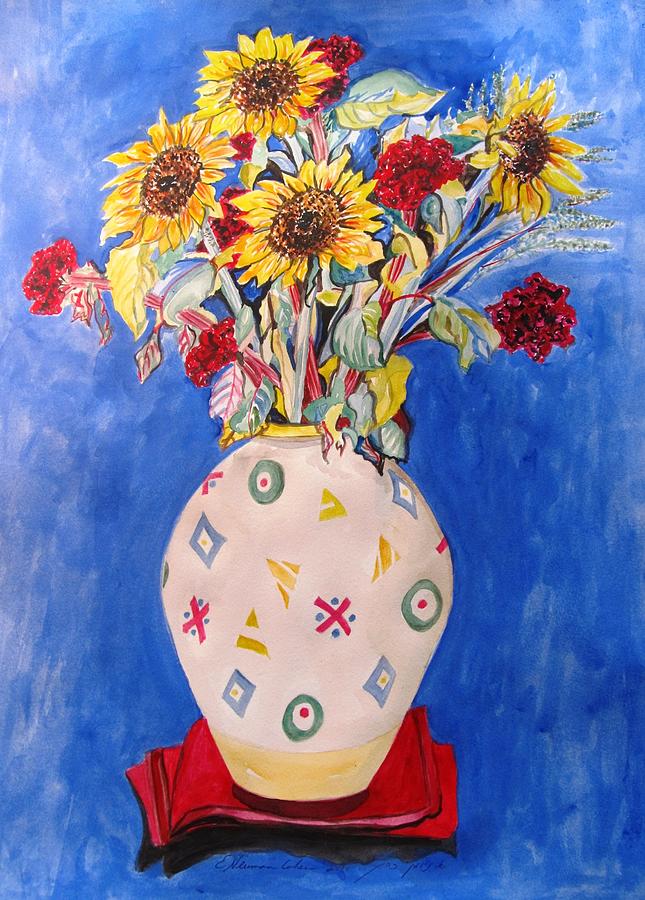 Sunflowers at Home Painting by Esther Newman-Cohen