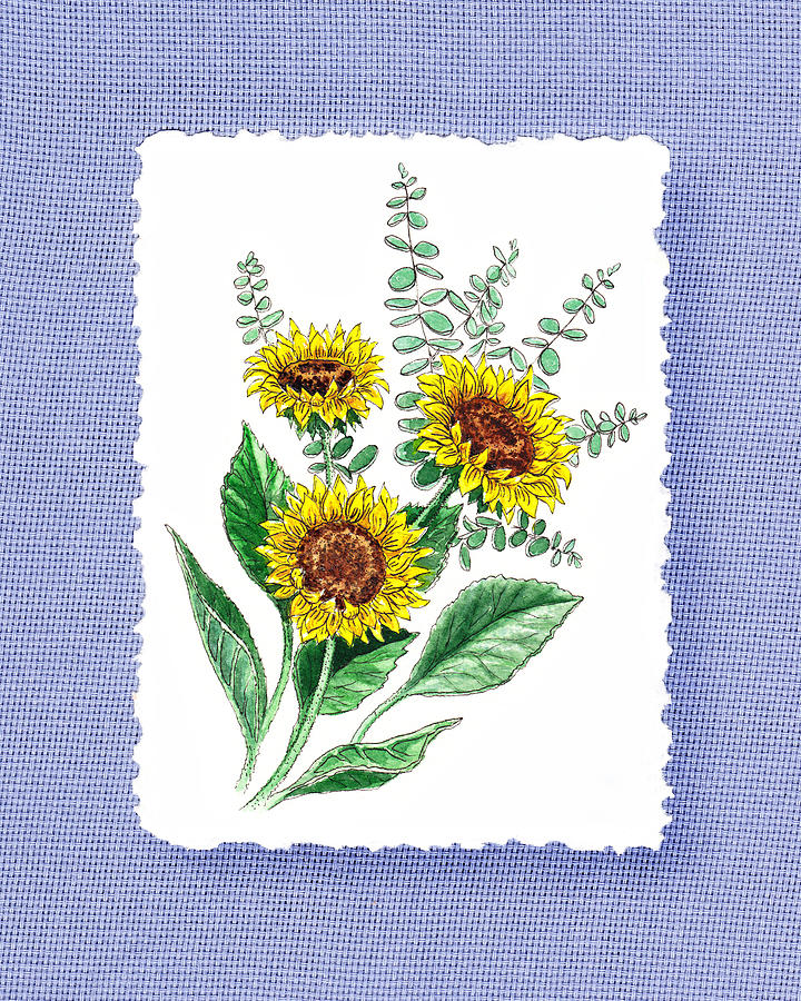 Sunflowers Botanical Impressionism Painting